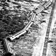 Damaged train in the Florida Keys