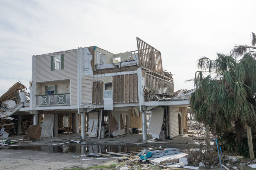 Missing Roof and Walls of Apartment on Gulf Coast in the Aftermath of Hurricane Michael